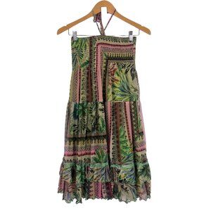 Lapis Boho Convertible Dress Skirt Women’s Small Tropical Patchwork Smocked